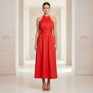 Zimmermann Vibrant Red Cotton Midi Dress
